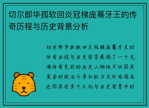 切尔郎华孤软回炎冠梯庞蓦牙王的传奇历程与历史背景分析